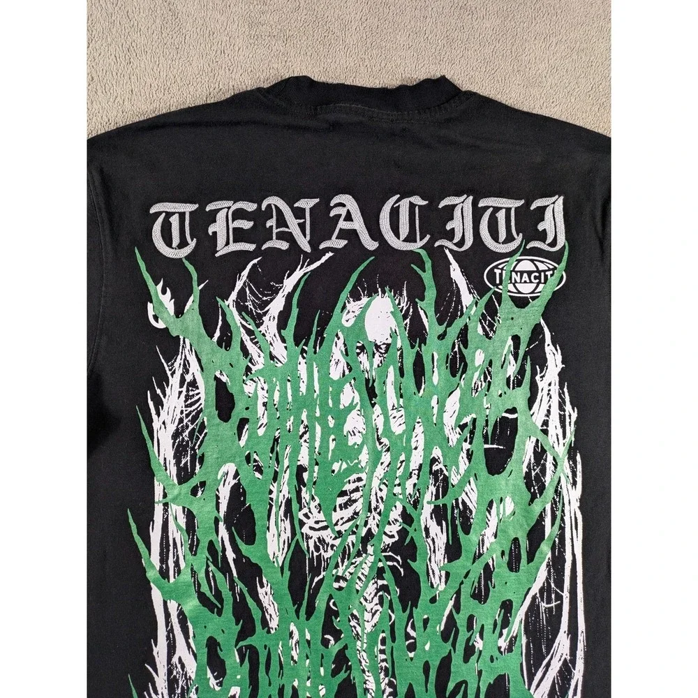 Tenaciti Studios T-Shirt Mens Large Black‎ Ghost Graphic Distressed Streetwear